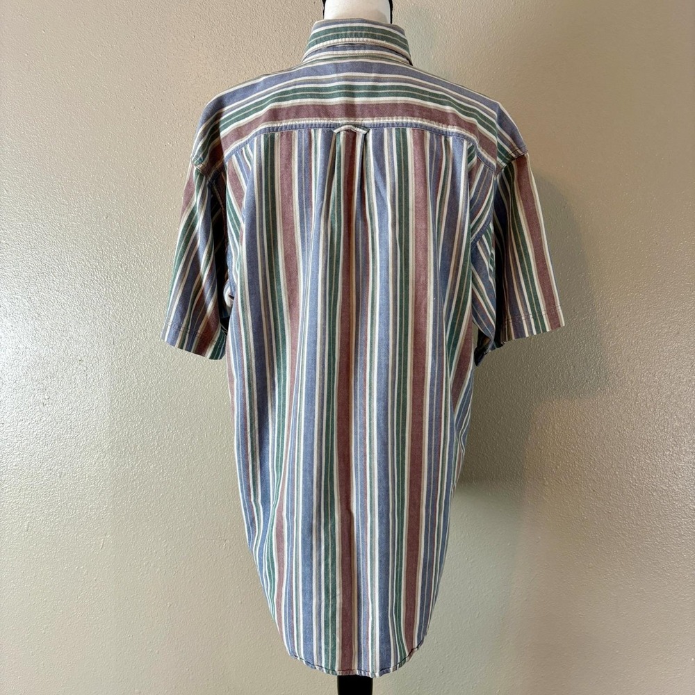 Basic Equipment Striped Button Up Short Sleeve Ca… - image 6